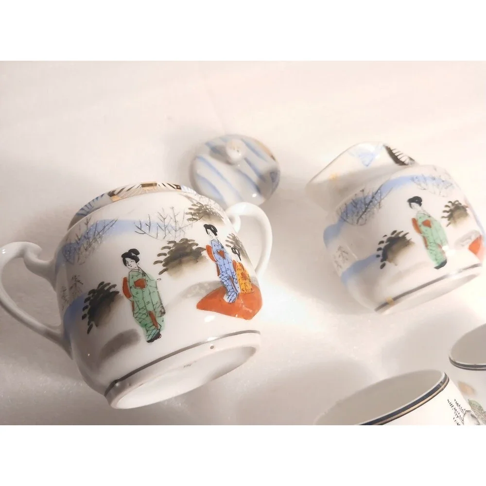 Vintage Japanese Kutani 5 Piece Tea Set – Good Condition – No Crazing